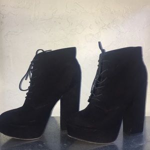 Black suede heel boots